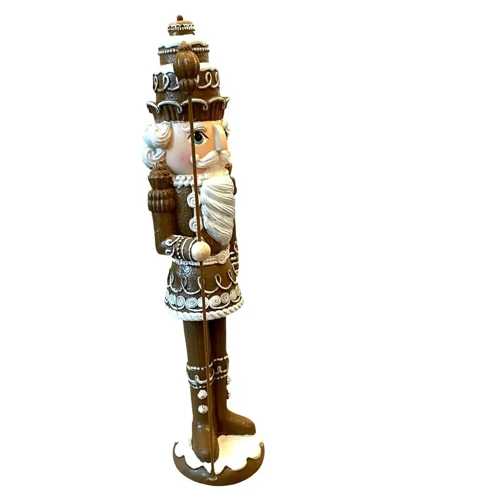 Peppermint Square Christmas GINGERBREAD NUTCRACKER 14in Brown Holiday NEW